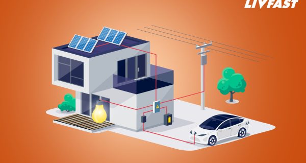 Happy, woman, and shower in studio for hair, skincare and grooming on blue background mockup. Girl, water splash and relax in a bathroom for skin, hair care and cleaning, wellness and beauty mock up