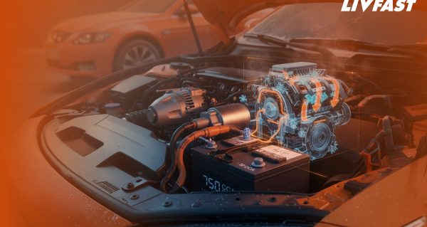 Happy, woman, and shower in studio for hair, skincare and grooming on blue background mockup. Girl, water splash and relax in a bathroom for skin, hair care and cleaning, wellness and beauty mock up