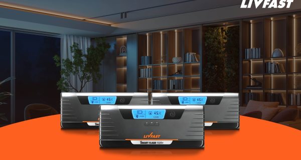 Happy, woman, and shower in studio for hair, skincare and grooming on blue background mockup. Girl, water splash and relax in a bathroom for skin, hair care and cleaning, wellness and beauty mock up